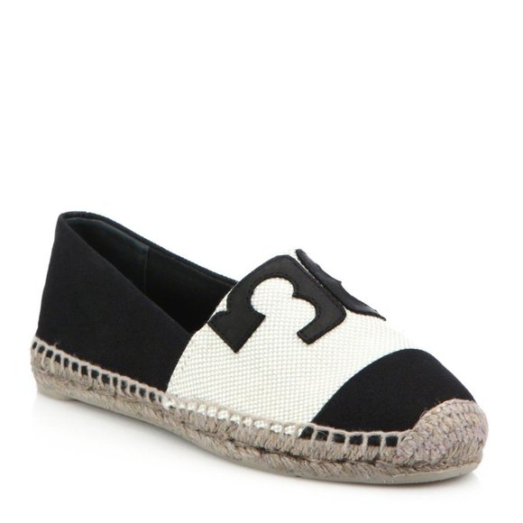 tory burch black and white espadrilles